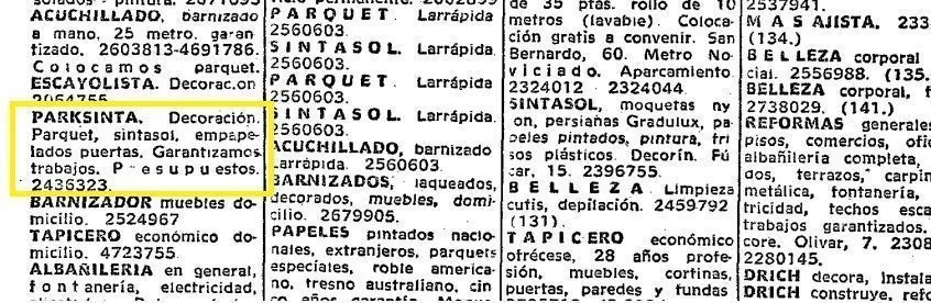 Anuncio de ParkSinta en la hemeroteca del periódico ABC de 1969
