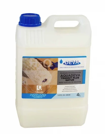Envase de Aquadeva Transit Plus Satinado para suelos de madera de alta resistencia