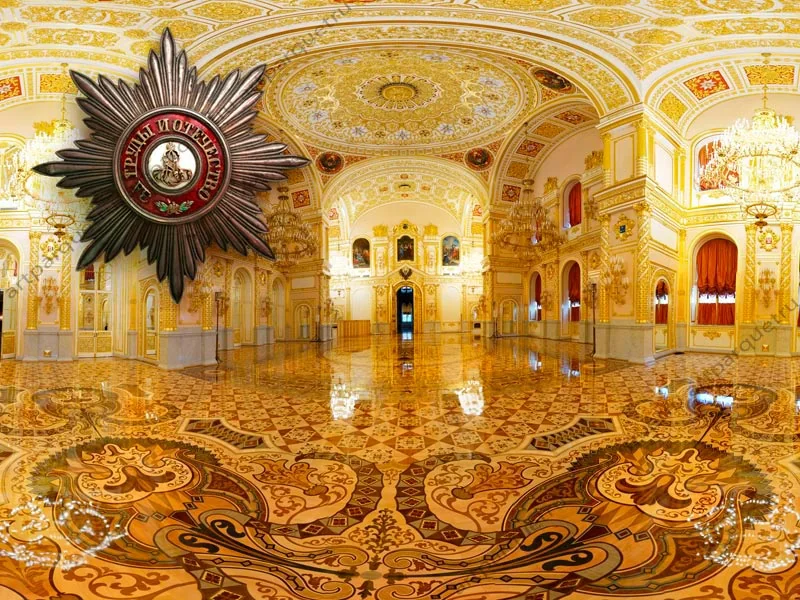 Parqué artístico de la Sala Alexandrovsky del Gran Palacio del Kremlin