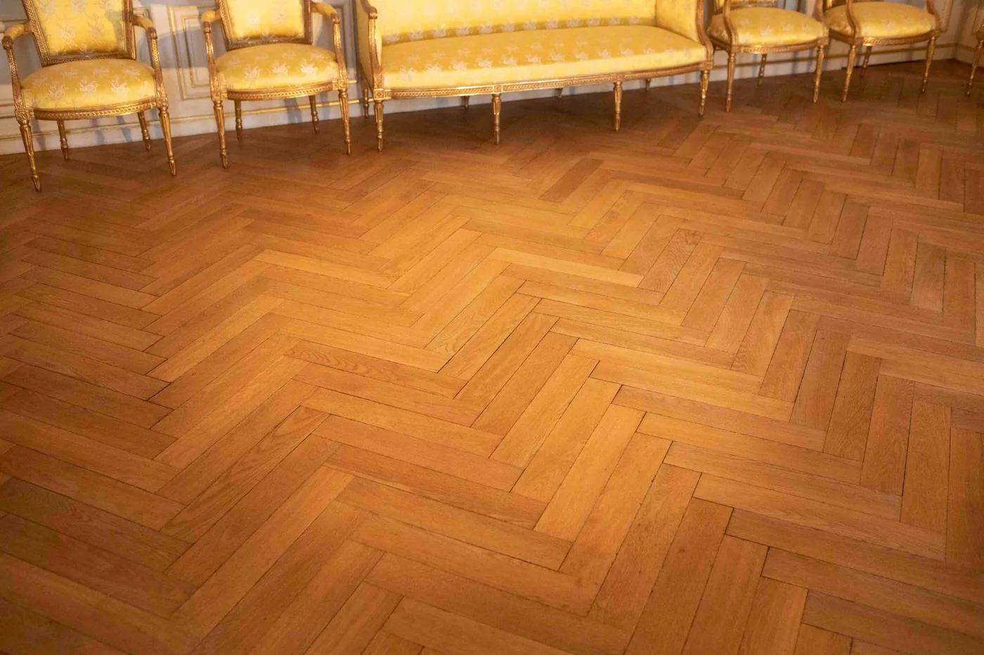 Sala del Palacio de Nymphenburg con suelo de roble encerado